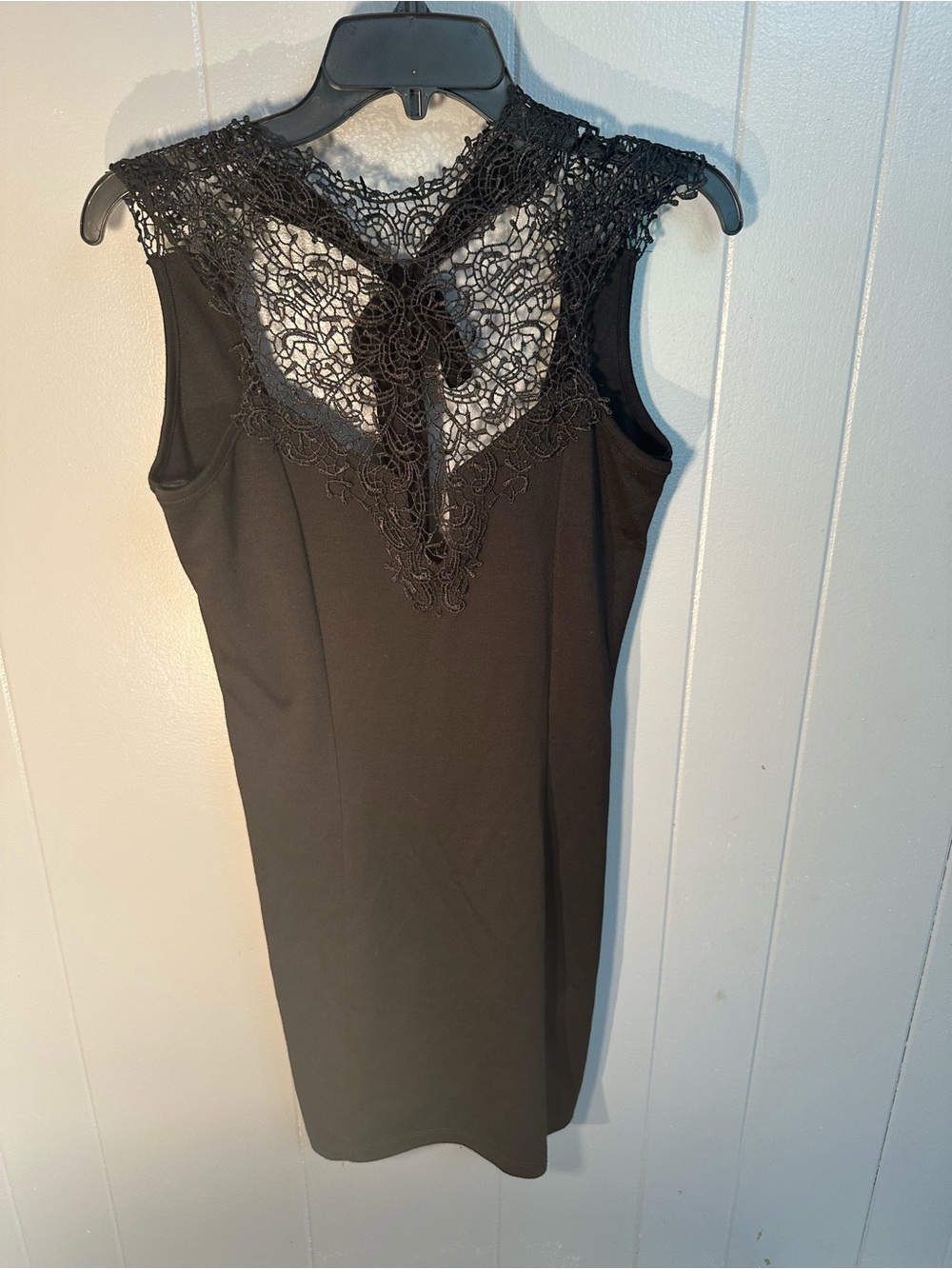 Black Lace-Back Midi Dress -lace front sleeve lace unique size medium
